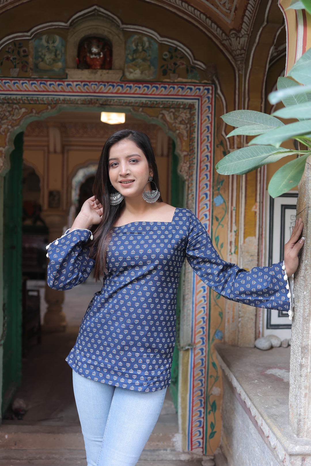 Miraaya Sanganeri Indigo Corset Kurti