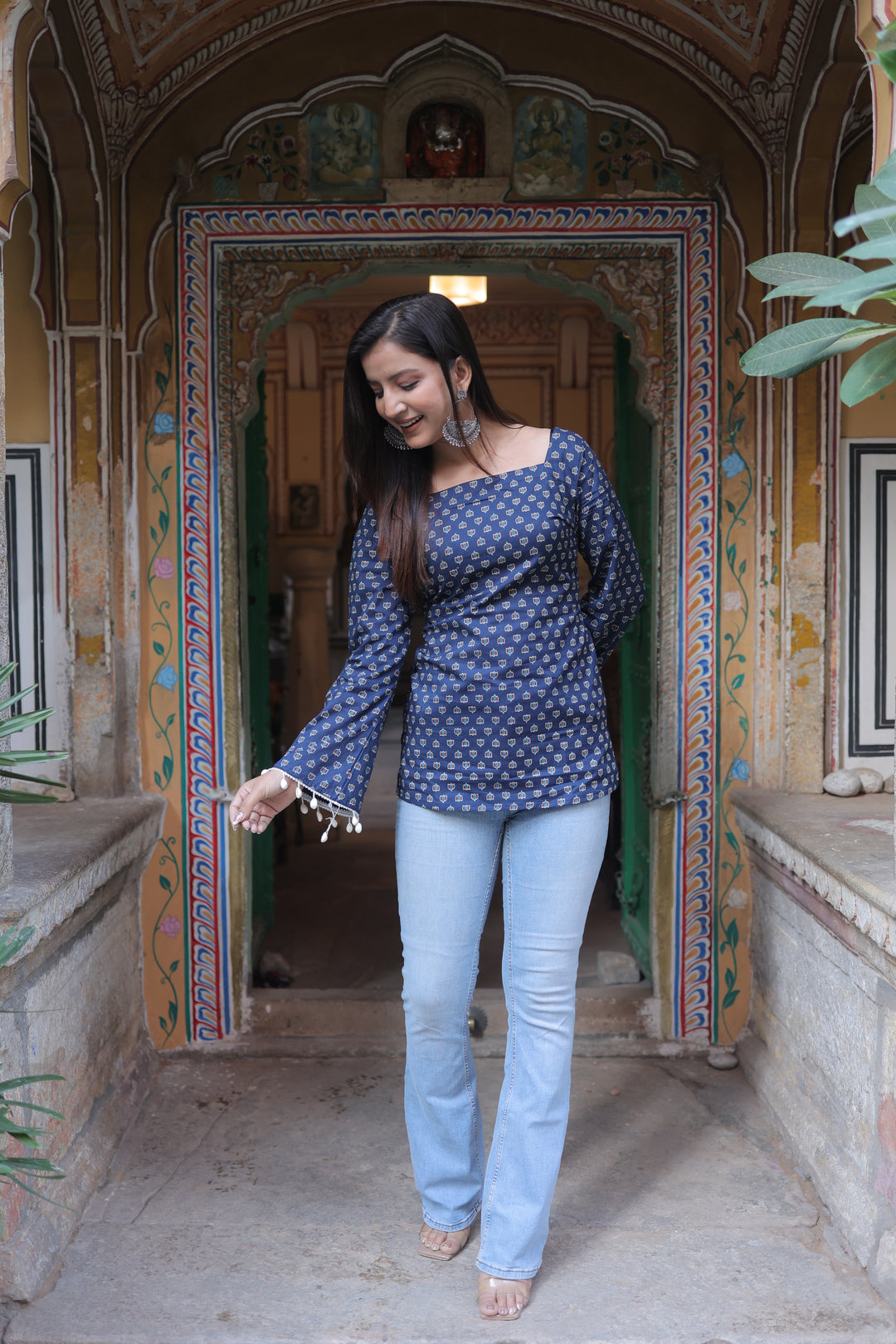 Miraaya Sanganeri Indigo Corset Kurti