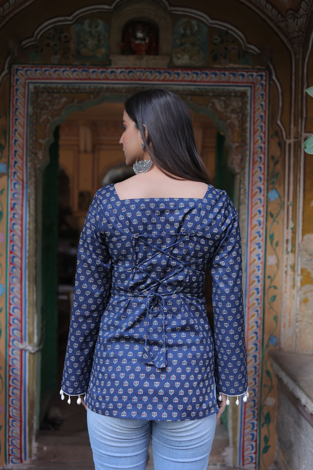 Miraaya Sanganeri Indigo Corset Kurti