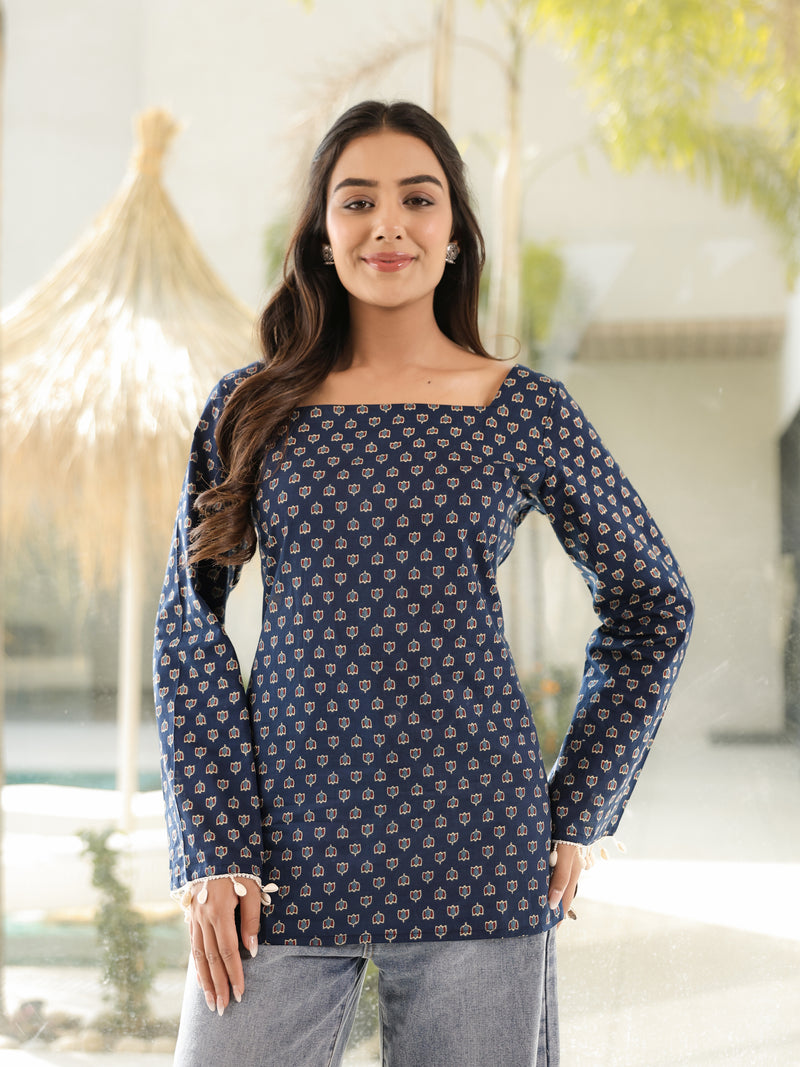 Miraaya Sanganeri Indigo Corset Kurti