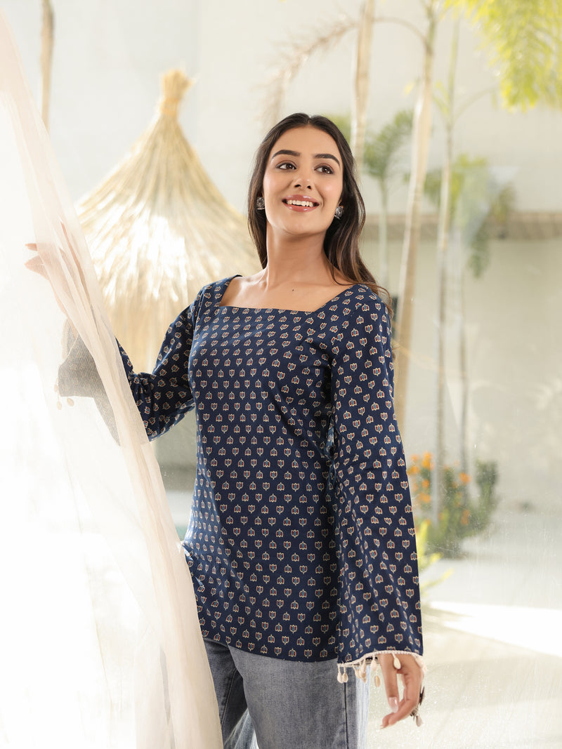 Miraaya Sanganeri Indigo Corset Kurti