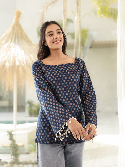 Miraaya Sanganeri Indigo Corset Kurti