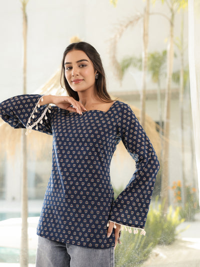 Miraaya Sanganeri Indigo Corset Kurti
