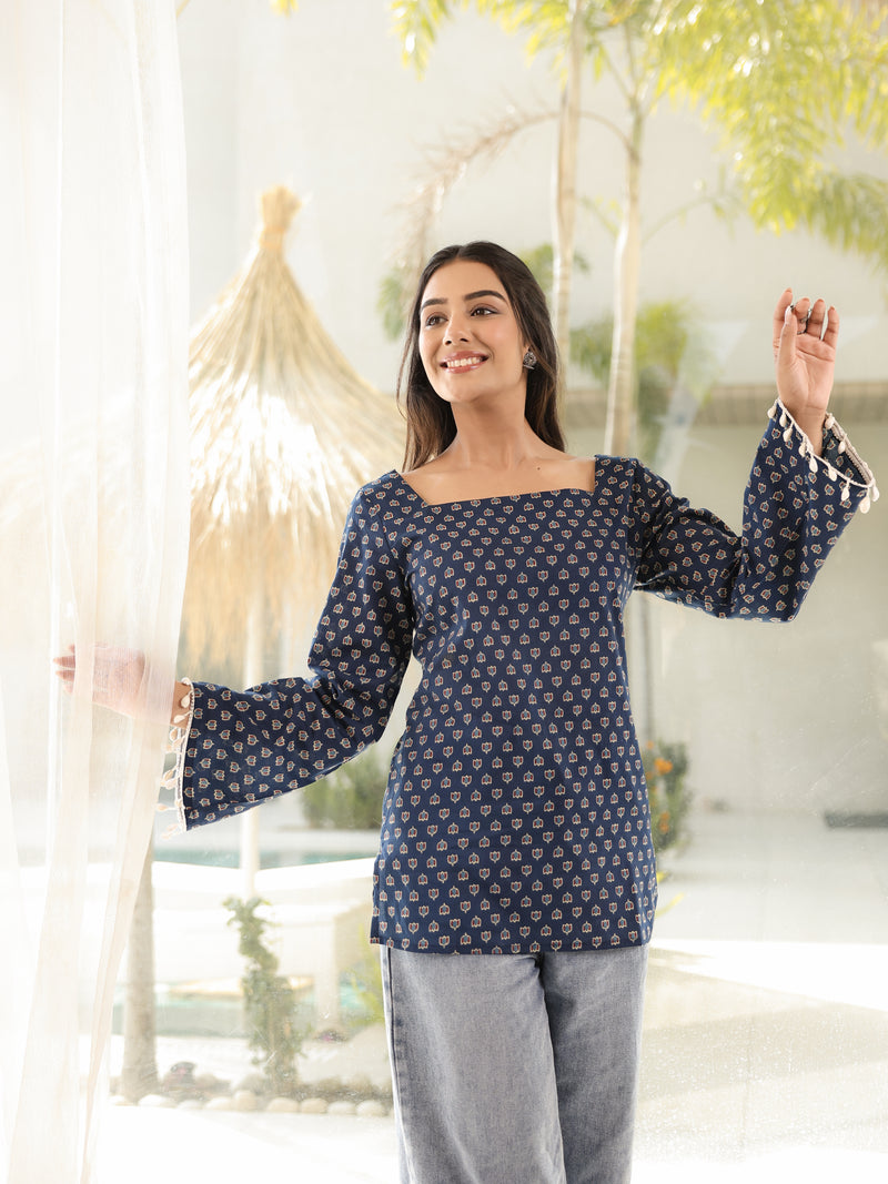 Miraaya Sanganeri Indigo Corset Kurti