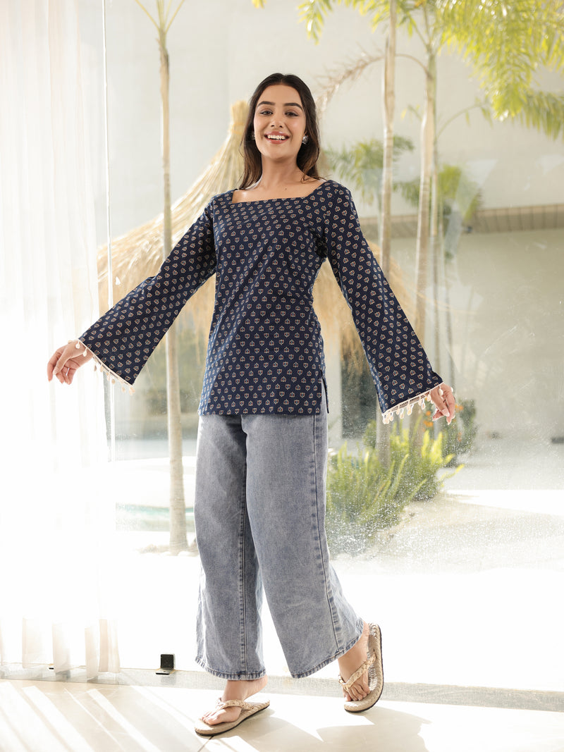 Miraaya Sanganeri Indigo Corset Kurti