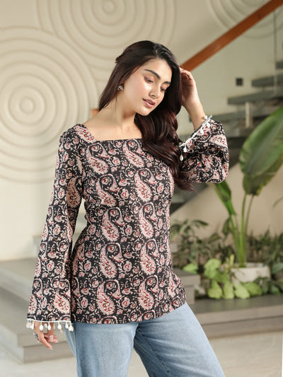The Zoya Sanganeri Ajrakh Corset Kurti