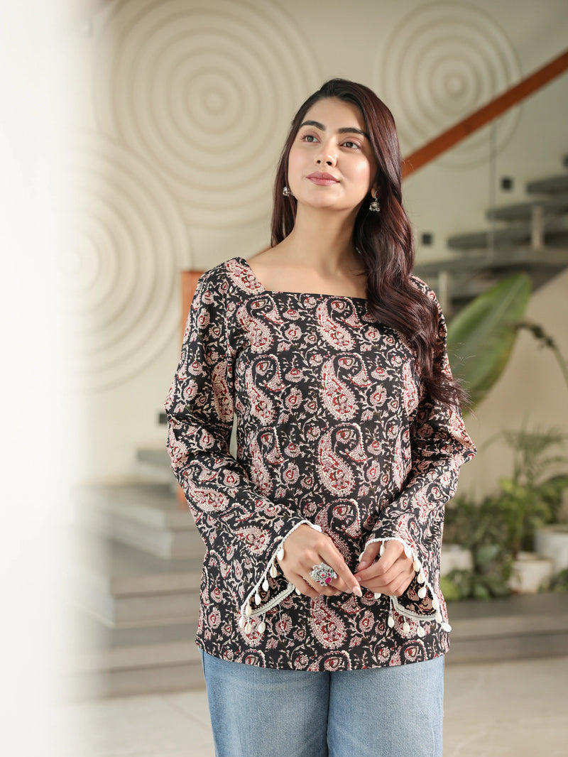 The Zoya Sanganeri Ajrakh Corset Kurti