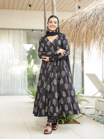 Saumya – Black Tie-Up Cotton Suit Set