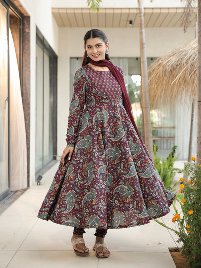 Mayura – Maroon Paisley Cotton Suit Set