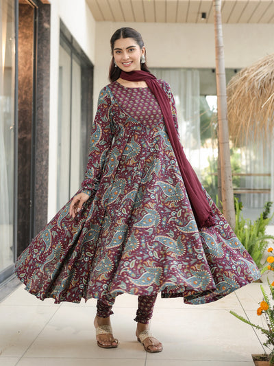 Mayura – Maroon Paisley Cotton Suit Set