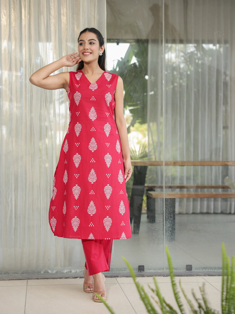 Rangriti – Rani Pink Cotton Kurta Set