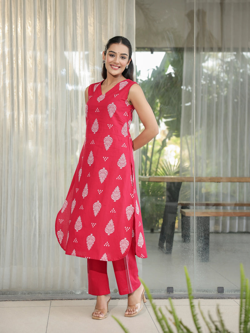 Rangriti – Rani Pink Cotton Kurta Set