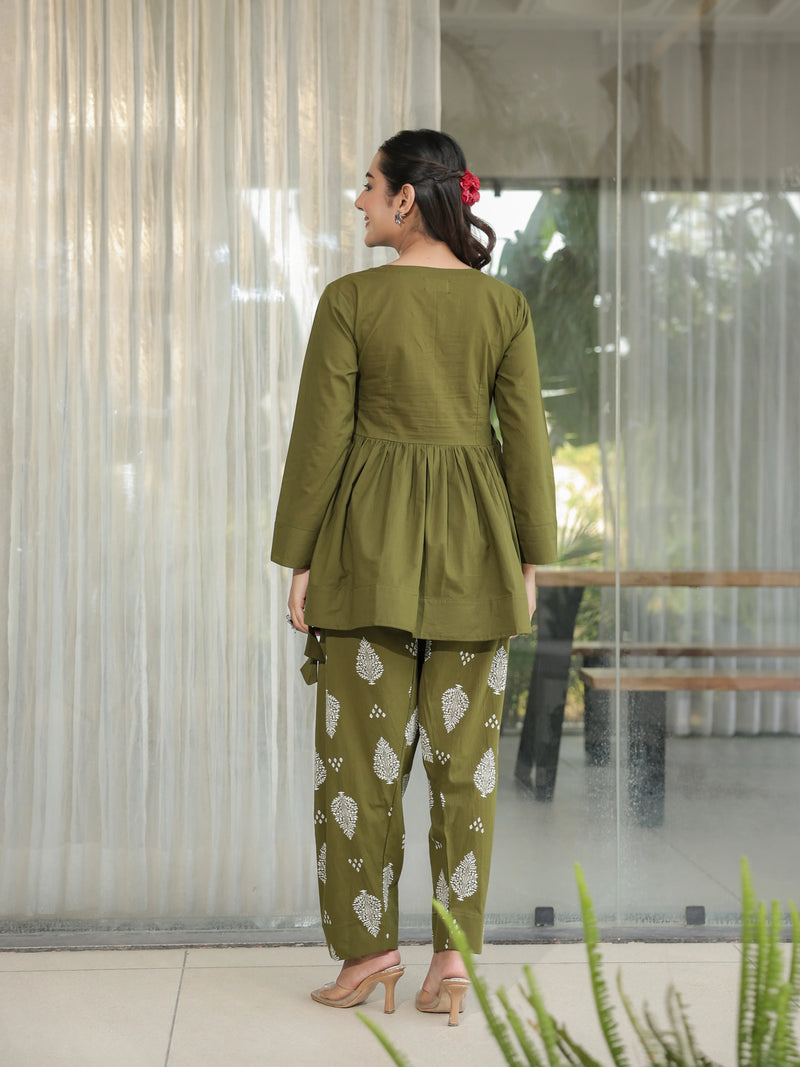 Harita – Olive Green Cotton Co-ord Set