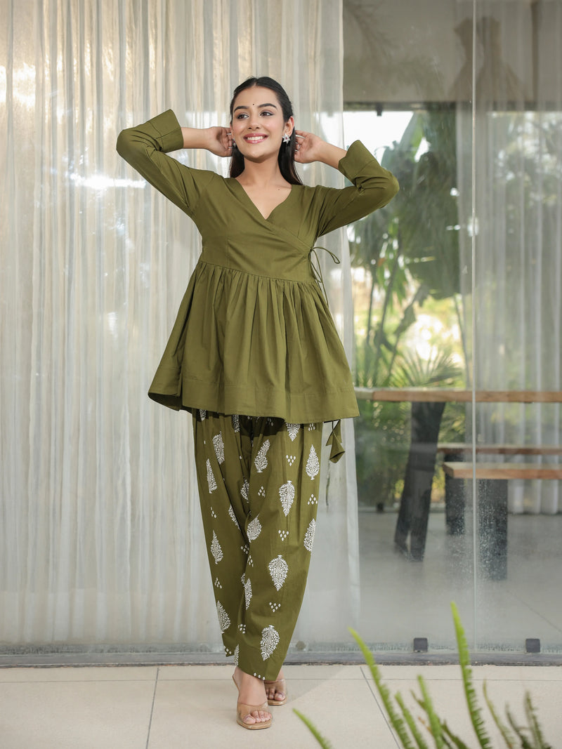 Harita – Olive Green Cotton Co-ord Set