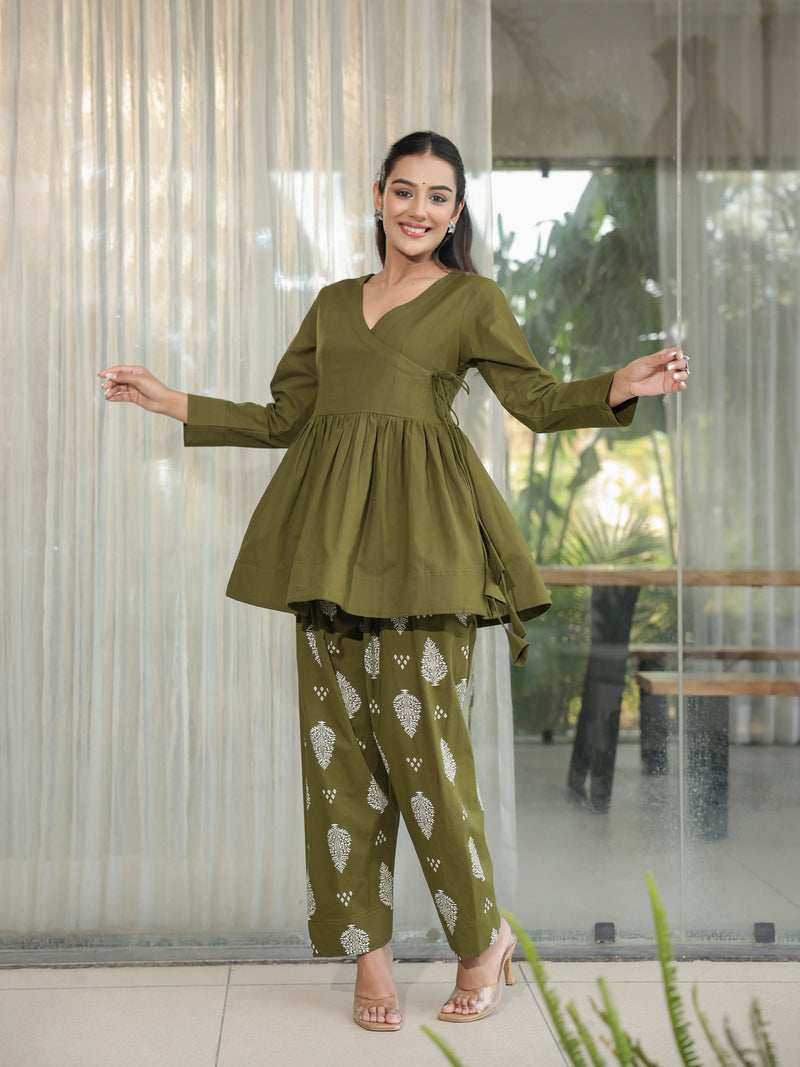 Harita – Olive Green Cotton Co-ord Set