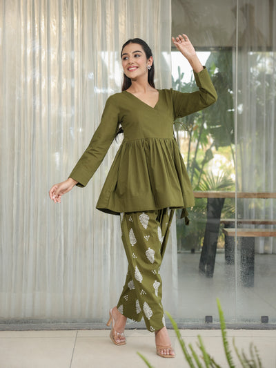 Harita – Olive Green Cotton Co-ord Set