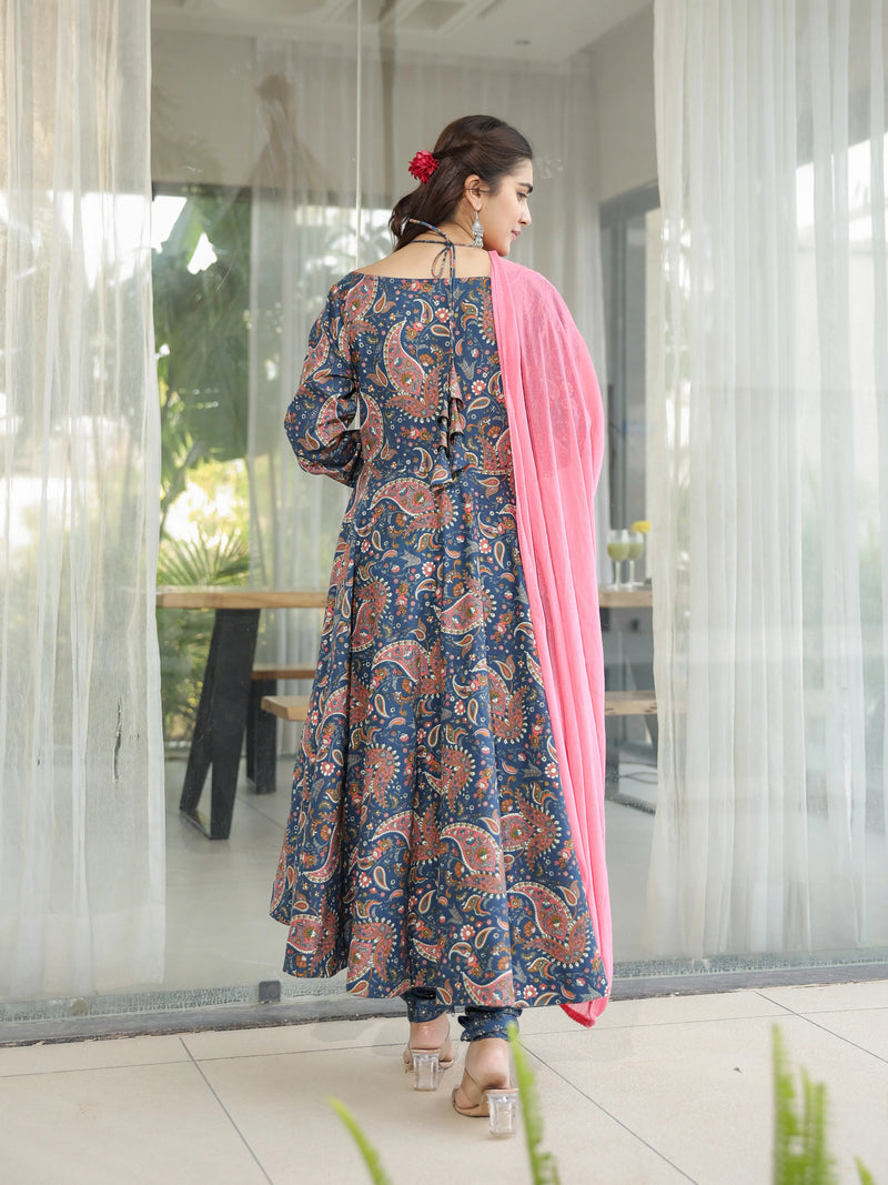 Neelam – Blue Paisley Cotton Suit Set