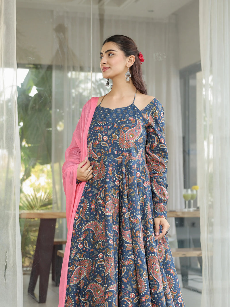 Neelam – Blue Paisley Cotton Suit Set