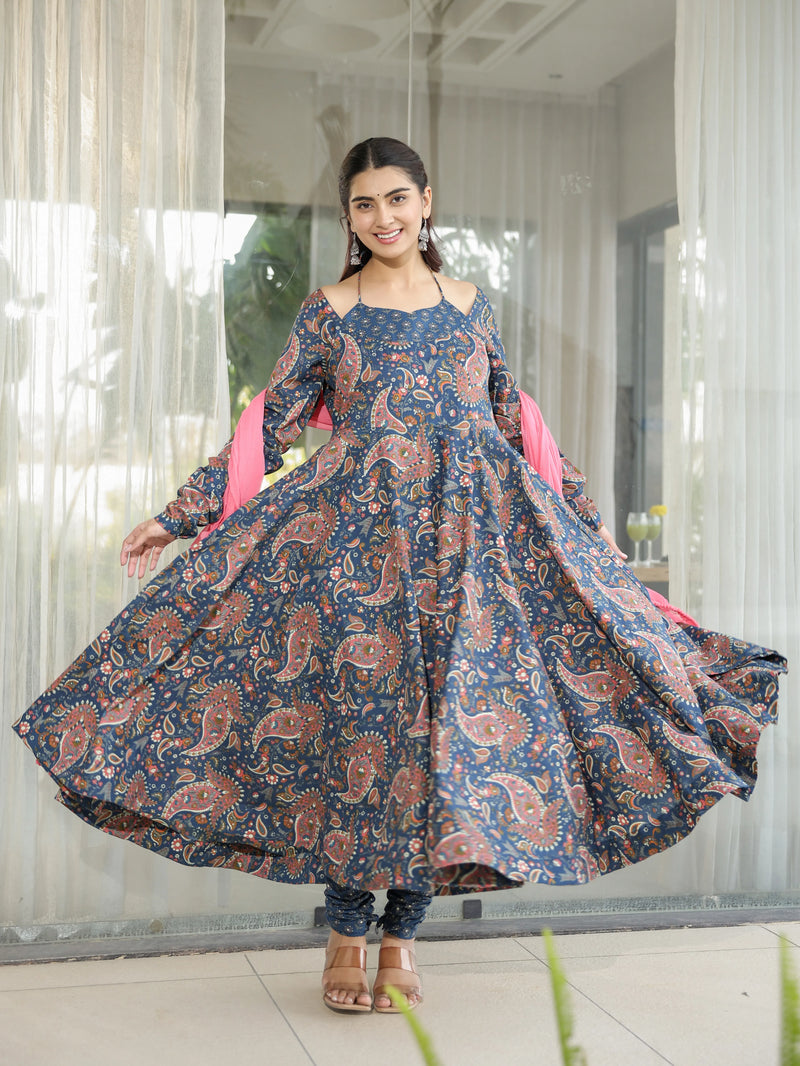 Neelam – Blue Paisley Cotton Suit Set