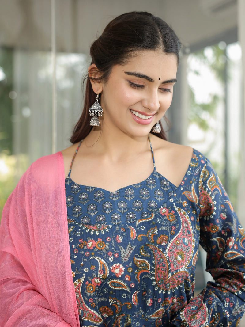 Neelam – Blue Paisley Cotton Suit Set