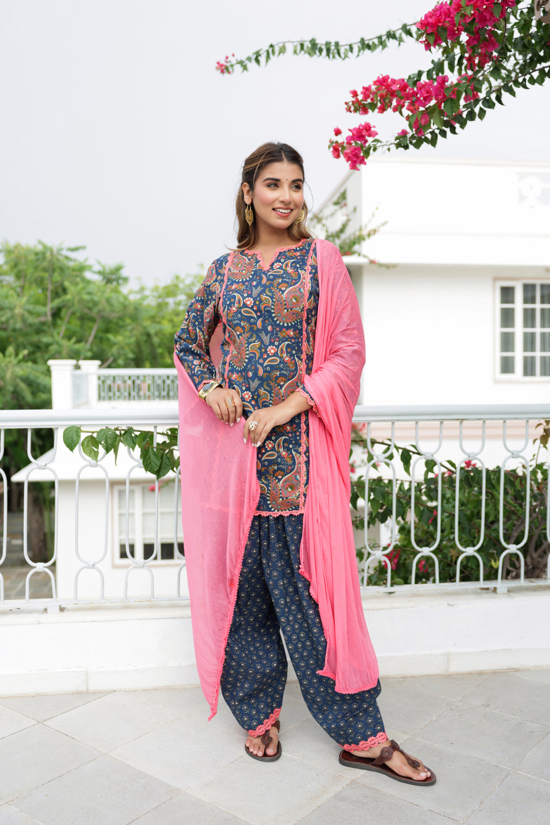 Gulnaar Cotton Farshi Salwar Suit Set
