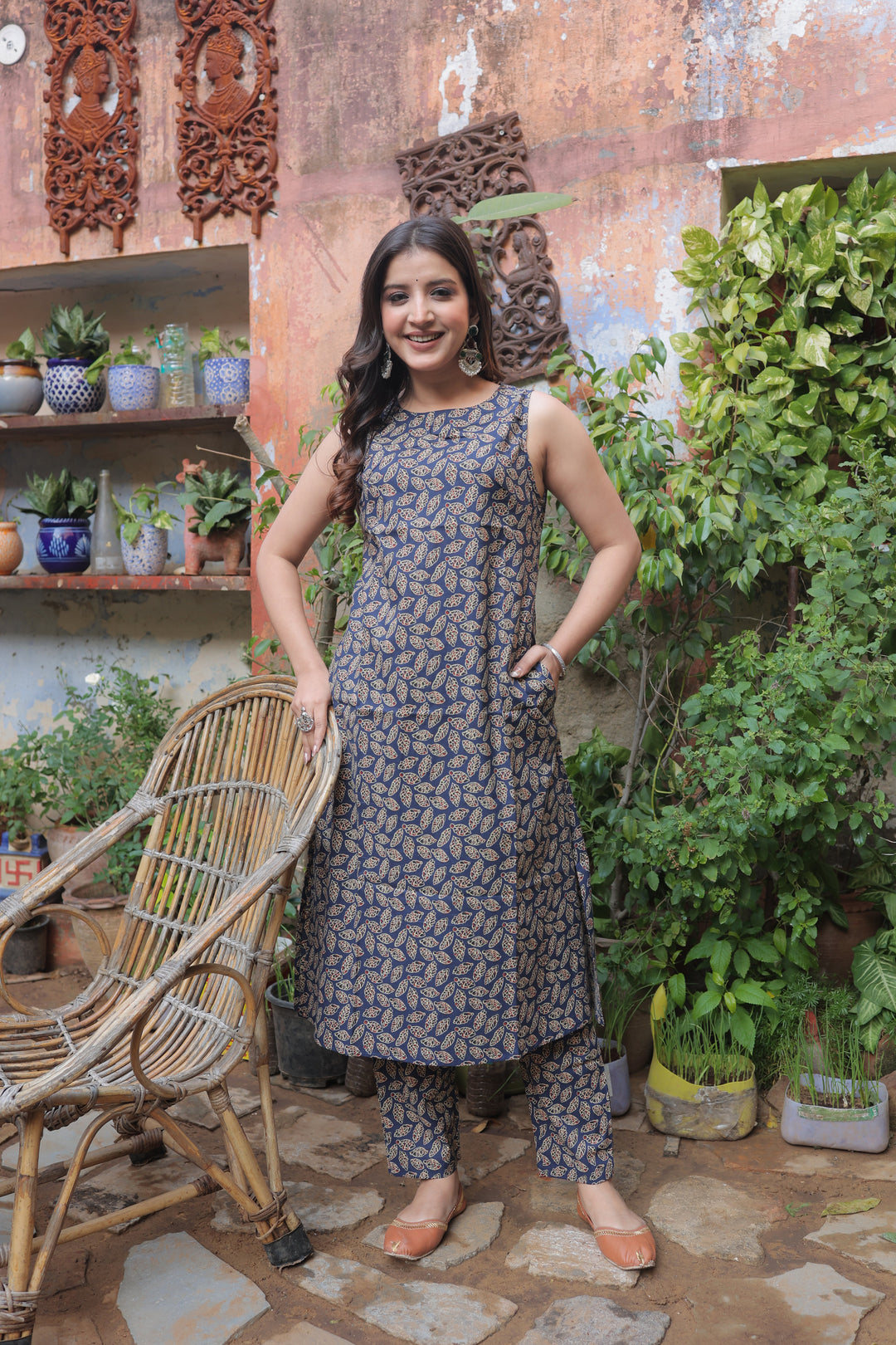 The Riva Sanganeri Botanical Kurta-Pant Set