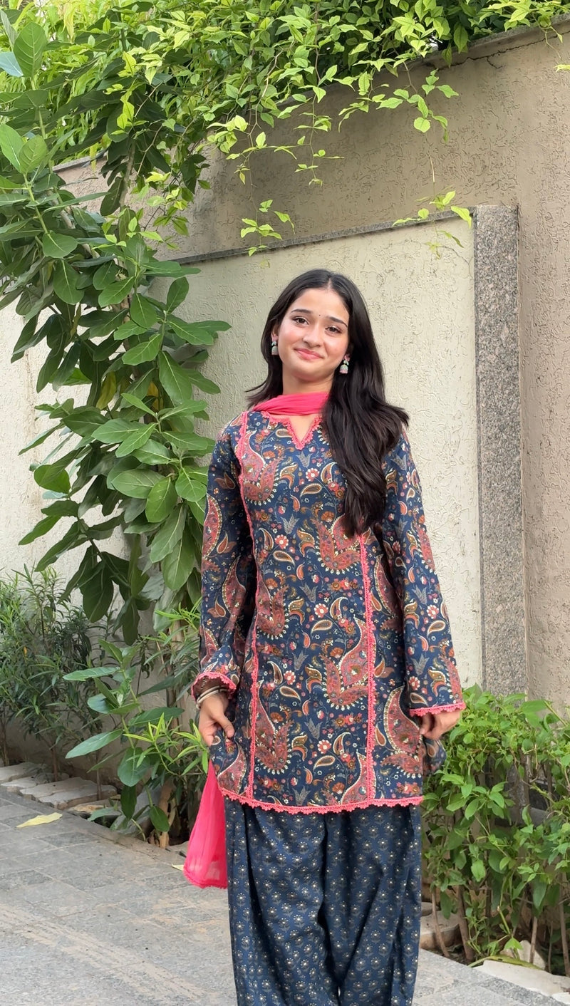 Gulnaar Cotton Farshi Salwar Suit Set