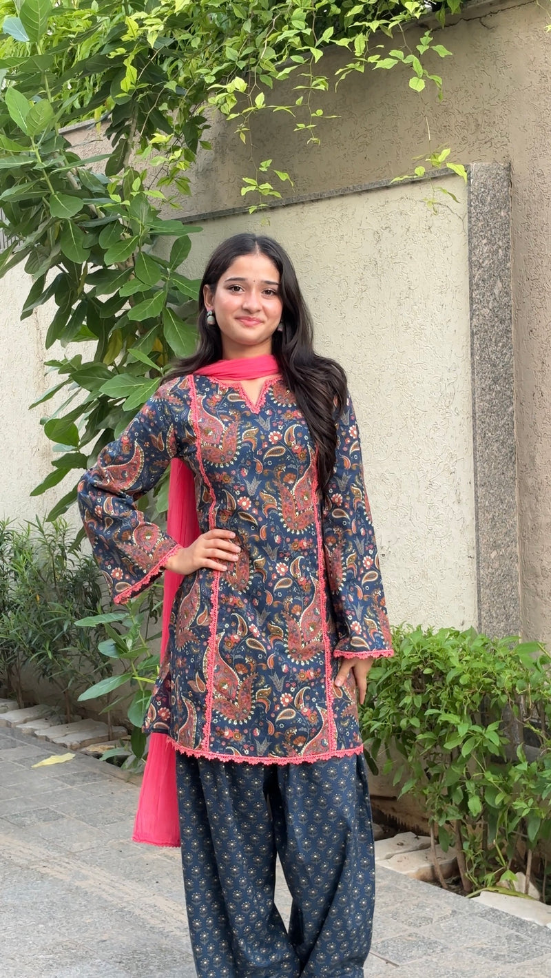 Gulnaar Cotton Farshi Salwar Suit Set